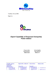 Export Capability of Proposed Uranquinty Power Station