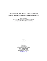 IDRC Ribot Working 6 October 2001 Draft