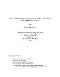 Neo-Socialism and the Fascist Destiny of an Anti-Fascist Discourse