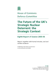 The Future of the UK's Strategic Nuclear Deterrent