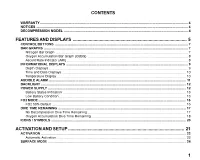 1 Contents Features and Displays