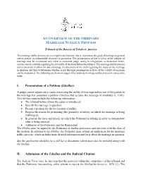 An Overview of the Ordinary Marriage Nullity Process