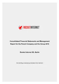 Consolidated Financial Statements and Management Report for the Parent Company and the Group 2016