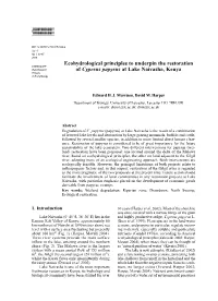 Ecohydrological Principles to Underpin the Restoration of Cyperus Papyrus