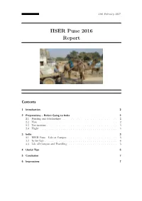 IISER Pune 2016 Report