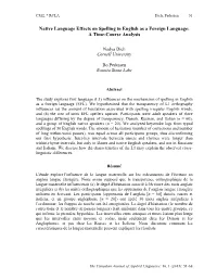 Native Language Effects on Spelling in English As a Foreign Language: a Time-Course Analysis
