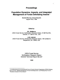 Population Dynamics, Impacts, and Integrated Management of Forest Defoliating Insects