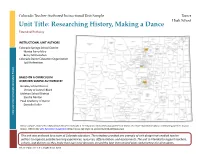 Researching History, Making a Dance Extended Pathway
