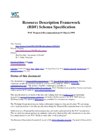 Resource Description Framework (RDF) Schema Specification