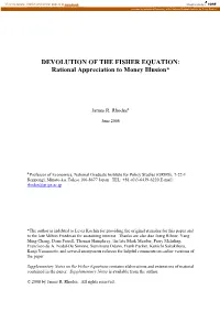 DEVOLUTION of the FISHER EQUATION: Rational Appreciation to Money Illusion*