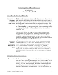 Evaluating Internet Research Sources
