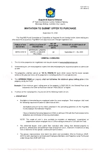 “Invitation to Submit Offer to Purchase” with General Guidelines