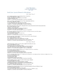 List of Reviewers (As Per the Published Articles) Year: 2019