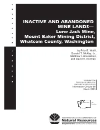 Lone Jack Mine, Mount Baker Mining District, Whatcom County, Washington