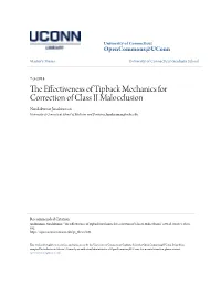 The Effectiveness of Tipback Mechanics for Correction of Class II Malocclusion" (2014)