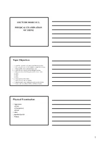 Topic Objectives Physical Examination
