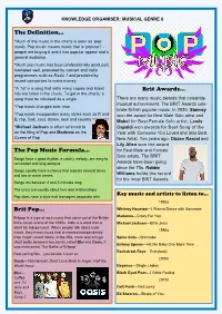 Brit Awards… the Definition... Brit Pop… the Pop Music Formula