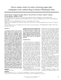 Diverse Rupture Modes for Surface-Deforming Upper Plate Earthquakes in the Southern Puget Lowland of Washington State