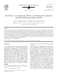 Flock House Virus Subgenomic RNA3 Is Replicated and Its Replication Correlates with Transactivation of RNA2