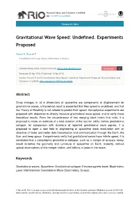 Gravitational Wave Speed: Undefined
