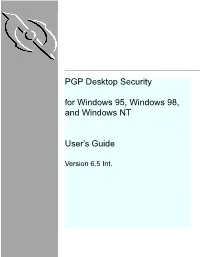PGP Desktop Security for Windows 95, Windows 98, and Windows NT