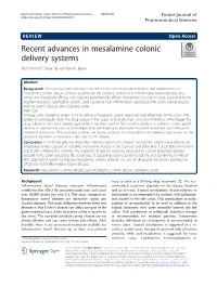 Recent Advances in Mesalamine Colonic Delivery Systems Mohammad F
