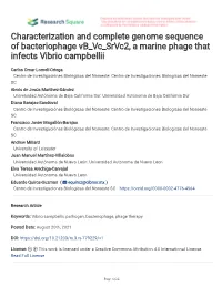 Characterization and Complete Genome Sequence of Bacteriophage Vb Vc Srvc2, a Marine Phage That Infects Vibrio Campbellii