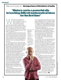 History Can Be a Powerful Ally in Teaching Difficult Mathematical Ideas for the First Time”