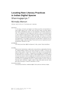 Locating New Literary Practices in Indian Digital Spaces Shanmugapriya T Nirmala Menon