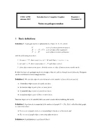Notes on Polygon Meshes 1 Basic Definitions
