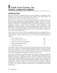 South Coast Systems, Inc. GENERAL CAPABILITIES SUMMARY