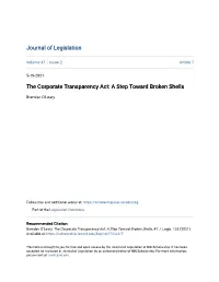 The Corporate Transparency Act: a Step Toward Broken Shells