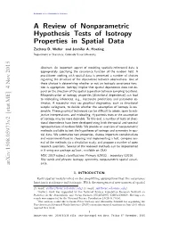 A Review of Nonparametric Hypothesis Tests of Isotropy Properties in Spatial Data Zachary D