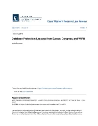 Database Protection: Lessons from Europe, Congress, and WIPO