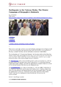 Earthquake in the Vatican Media. the Winter Campaign of Bergoglio's