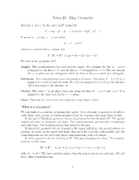Notes 20: Afine Geometry