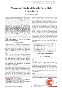 Numerical Study of Bubble Deck Slab Using Ansys
