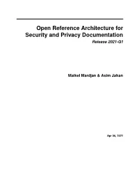 Open Reference Architecture for Security and Privacy Documentation Release 2021-Q1