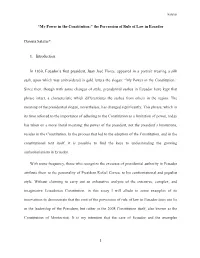 The Perversion of Rule of Law in Ecuador Daniela Salazar* 1