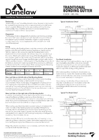 TRADITIONAL BONDING GUTTER CODE: HDL BG Installation Recommendations