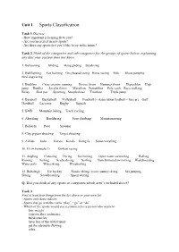 Unit 1 Sports Classification