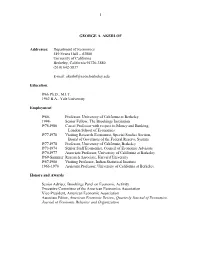 1 GEORGE A. AKERLOF Addresses