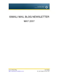 Ismaili Mail Blog Newsletter May 2007
