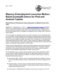 Majesco Entertainment Launches Motion- Based Zumba(R) Dance for Ipad and Android Tablets