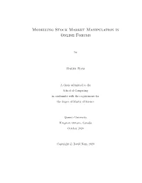 Modelling Stock Market Manipulation in Online Forums