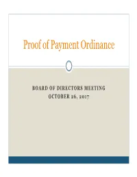 Proof of Payment Ordinance