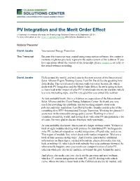 PV Integration and the Merit Order Effect (Webinar Transcript)