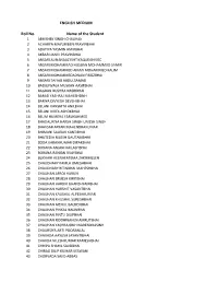 Roll No. Name of the Student ENGLISH MEDIUM