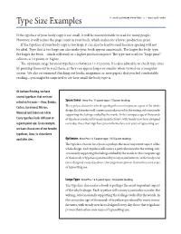 Type Size Examples © 2015 Gorham Printing 1-800-837-0970