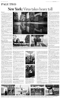 Virus Takes Heavy Toll from Page 1 on Sunday